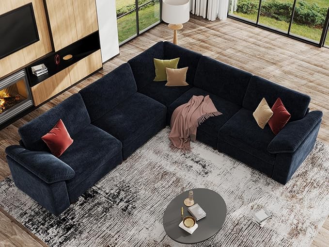 EASE MOOSE Chenille Sectional Modular Sofa, Removable Cover