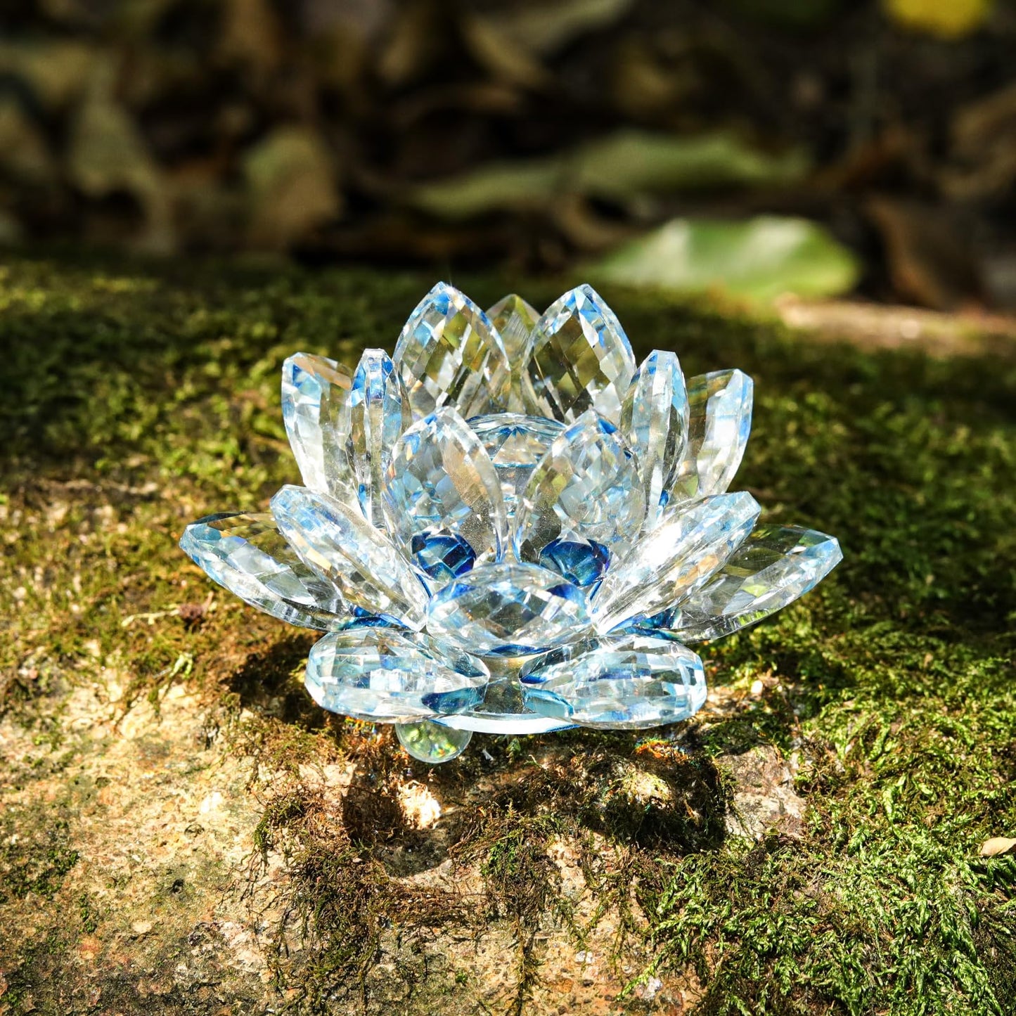 JATYFING 3Inch Crystal Lotus Flower, Blue