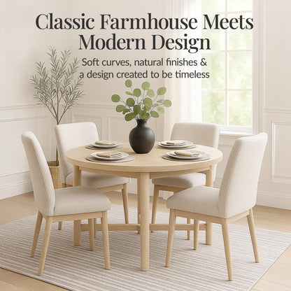 Best Choice Products Solid Wood Dining Table for 4-6, Kitchen Table, 47" Round Table, Modern Farmhouse, Space Saving for Dining Room, Kitchen, Or Living Room, Easy Assembly - Natural
