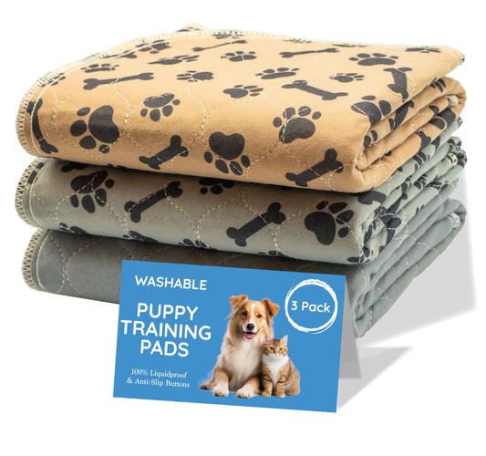 MAGNUS CREATIONS: Reusable Puppy Training Pads, (3-Pack) Washable Dog Pads, Very Absorbent Pet Mat Pee Pads for Dogs, Quick Drying Pads for Travel, Car, Home, Medium and Large Dogs (76 x 91 cm)