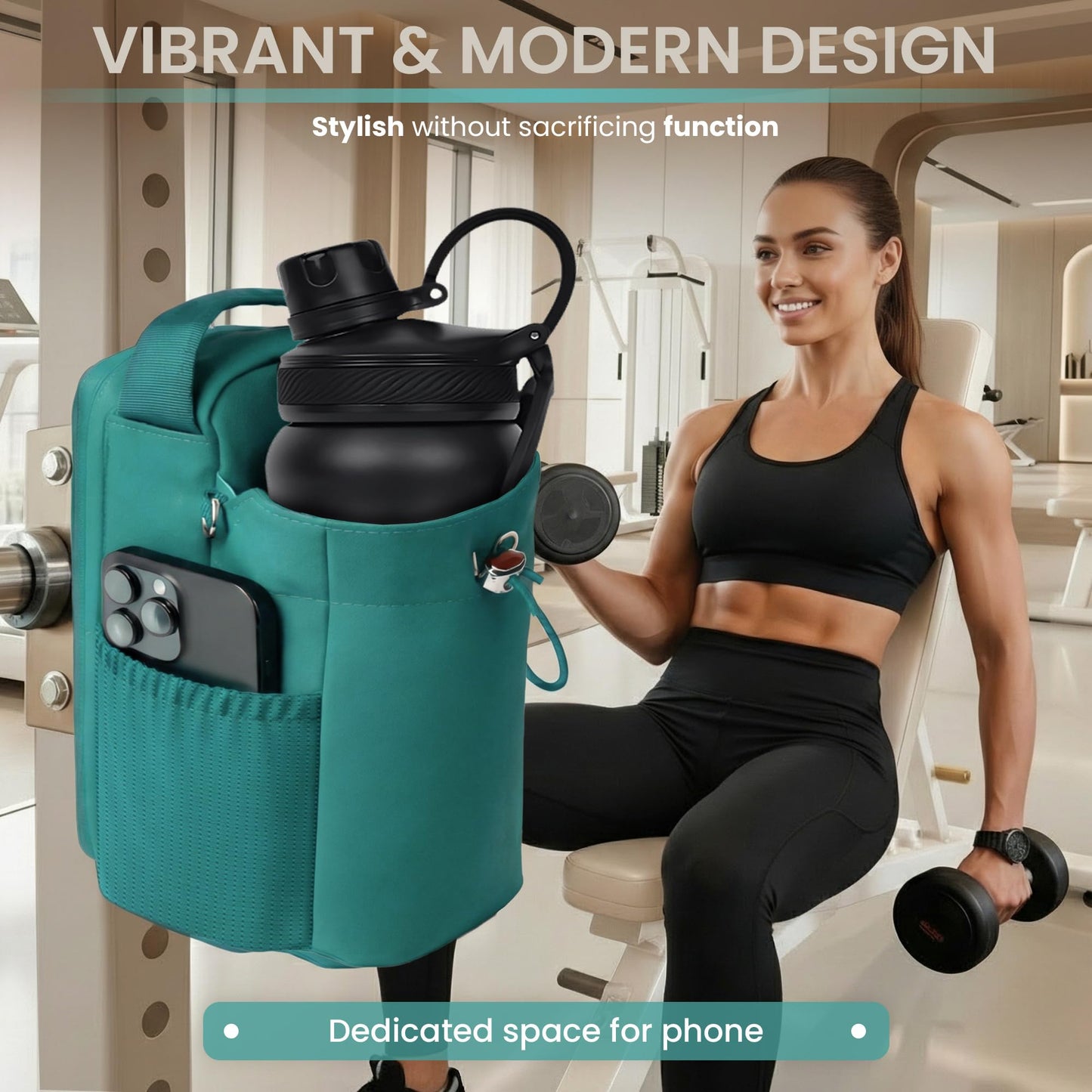 ABZZZ Magnetic Gym Bag Magnetic Water Bottle Holder For Gym Water Bottle Holder With Magnet Pocket For Phone Keys Shaker Wallet Crossbody Workout Golf Cart Men Women
