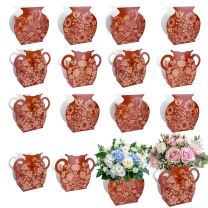 12 Pack Cielito Lindo Barro Paper Vases - Mexican Talavera Style Centerpieces for Cinco De Mayo, Fiesta, Wedding & Birthday Tables