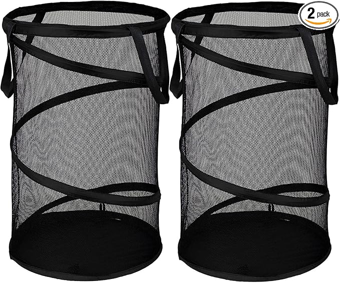 BATTOO 2 Pack Large Collapsible Laundry Basket Foldable Mesh Pop Up Hamper
