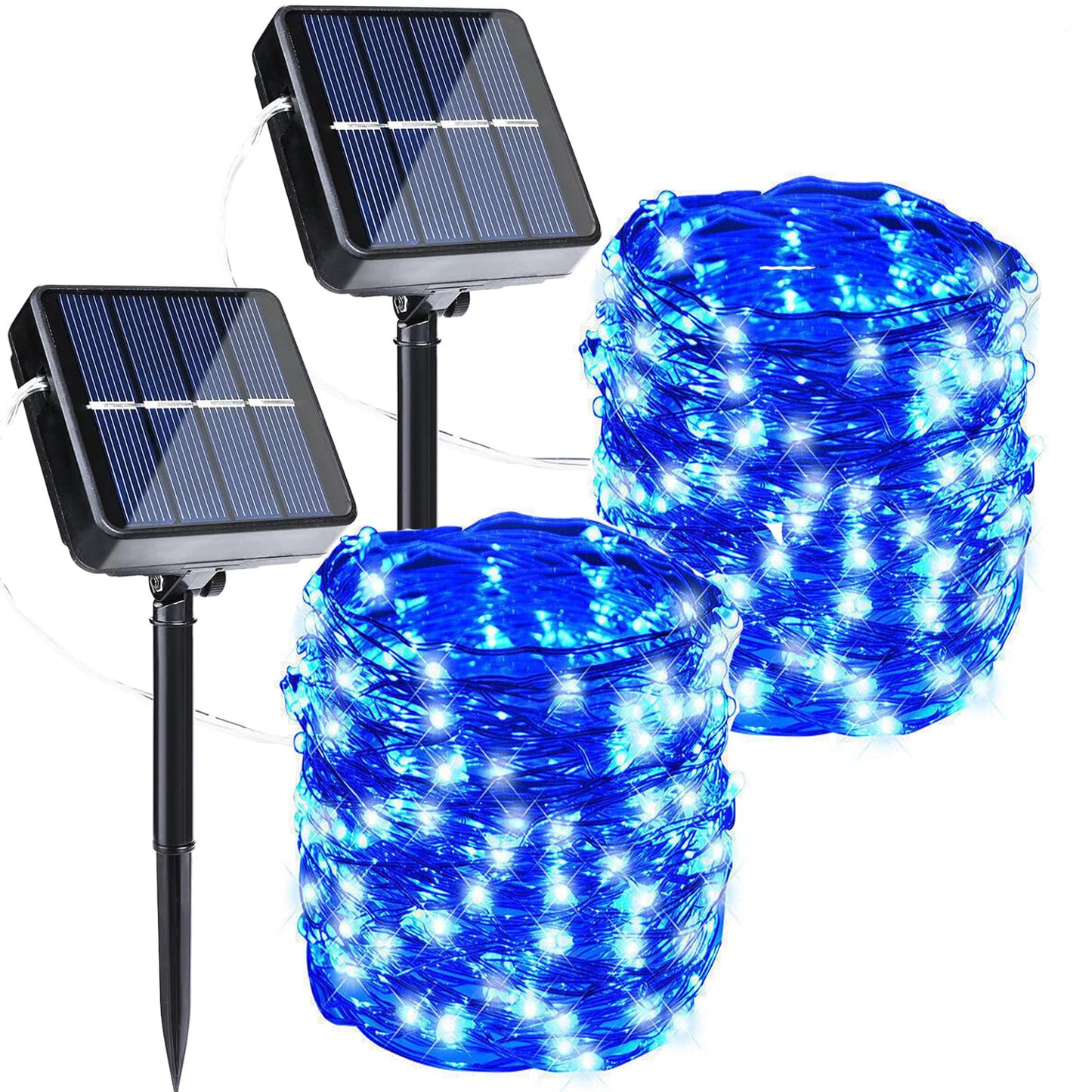 Joomer Solar Fairy Lights, 2-Pack Total 80FT 240LED Solar String Lights Outdoor Waterproof 8 Lighting Modes for Fence Party Garden Patio Yard Home Holiday Tree Outdoor Decoration (Blue)