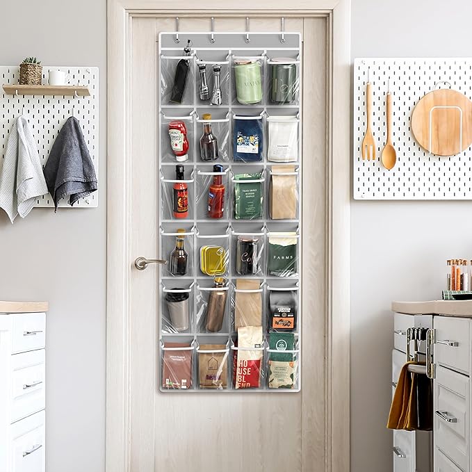 Simple Houseware 24 Pockets Large Clear Pockets Over The Door Hanging Shoe