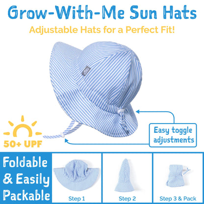 JAN & JUL Cotton Foldable Baby Newborn Sun-Hat for Girl with Strap (S: 0-6 Months, Red Poppy)