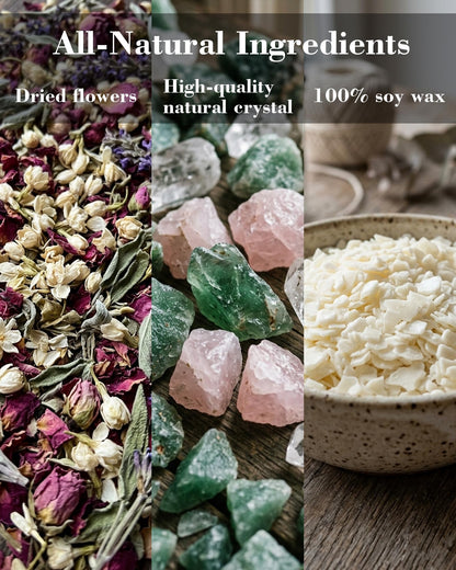 Love Spell Candles, Ritual, Soy Wax Crystal, Manifesting, Garnet, Rose Quartz, Pink Crystal Candles.(Love)