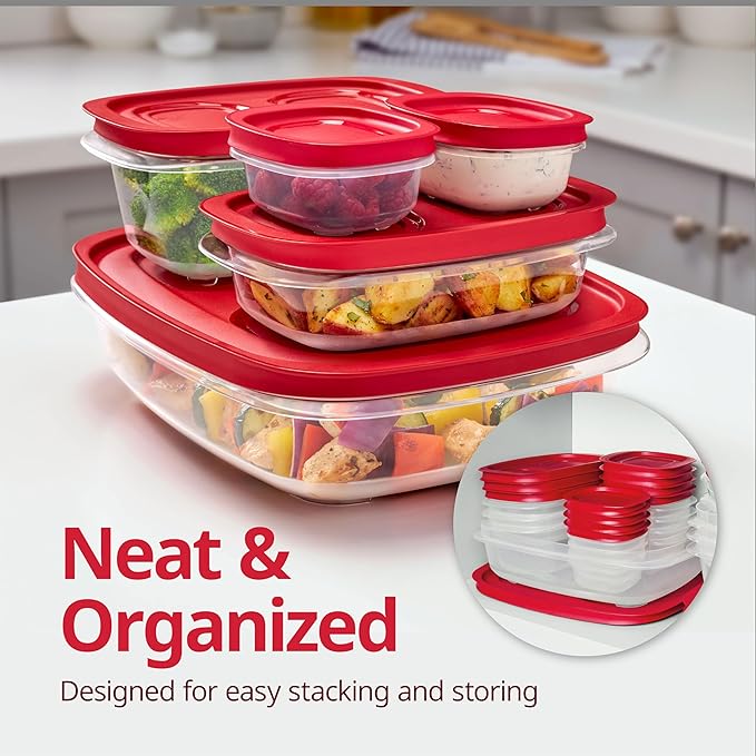 Rubbermaid EasyStore Square and Round Containers, 14-Piece Set, Food Storage