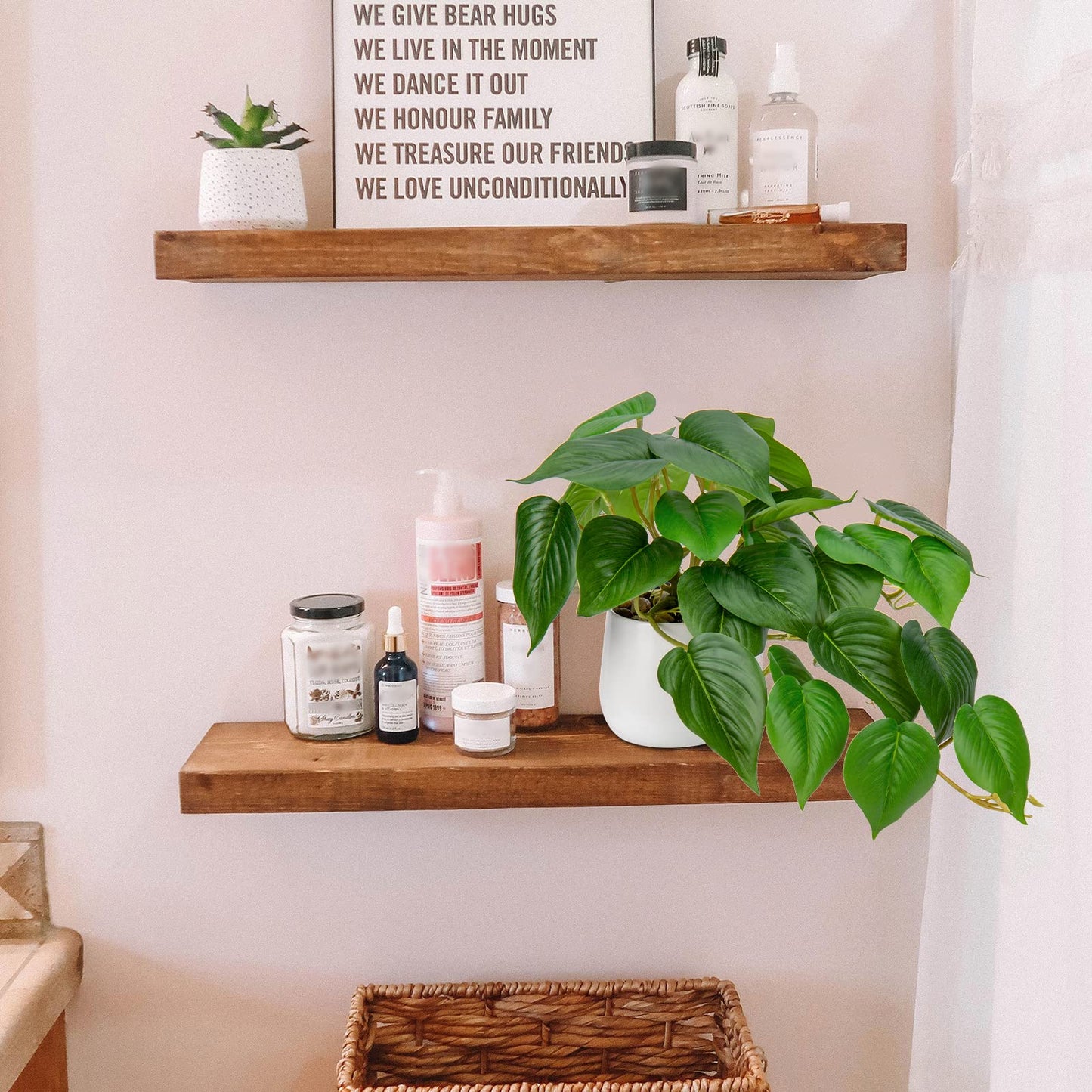 DILATATA Fake Plants Indoor 8 Inch Artificial Pothos Plant in White Ceramic Pot - Faux Potted Pothos Plant for Home Aesthetic Decor Living Room Shelf Office