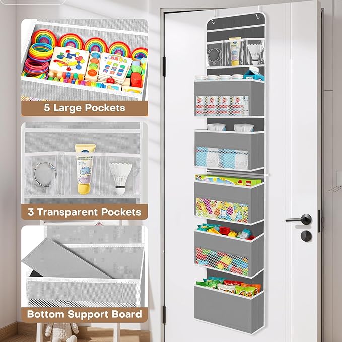 SpaceWhisper Over the Door Organizer, 6 Large Pocket Hanging Storage Organizer