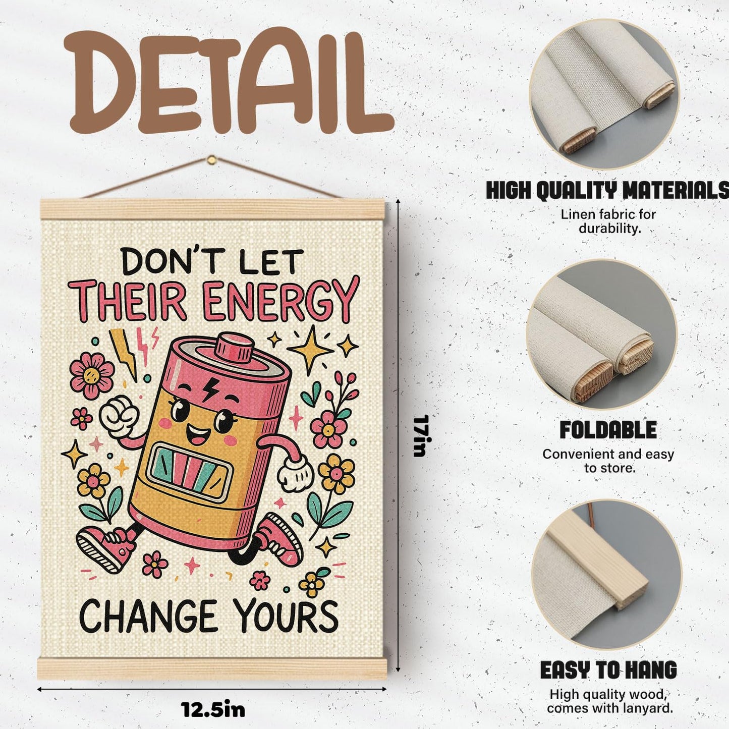 Boat Wades Inspirational Mental Health Wall Art Poster Hanger Frame, Therapy Office Decor, Floral Battery Motivational Hanging Wall Decor for Classroom Home Counselor Office, 12x16 Inch