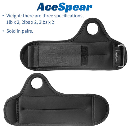 AceSpear Wrist Weights with Thumb Loops Lock for Men Women 1lb*2 2lbs*2 3lbs*2 Ankle Weights Weighted Gloves for Running Strength Training Walking Exercises (Black, 1 lb x 2)