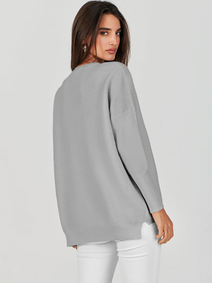 ANRABESS Womens Oversized Batwing Long Sleeve Ribbed Knit Sweaters 2025 Fall Outfits