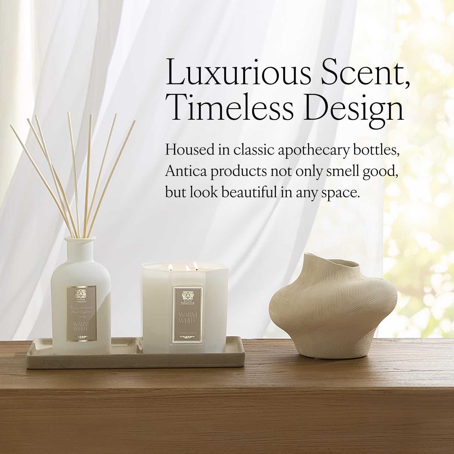 Antica Farmacista Home Ambiance Diffuser - Long-Lasting Reed Scent Diffuser - Luxury Room Freshener Gift - Sandalwood Amber, 8.45 fl oz