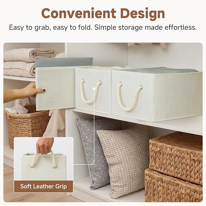 StorageWorks Storage Baskets for Shelves, Fabric Storage Bins, Closet