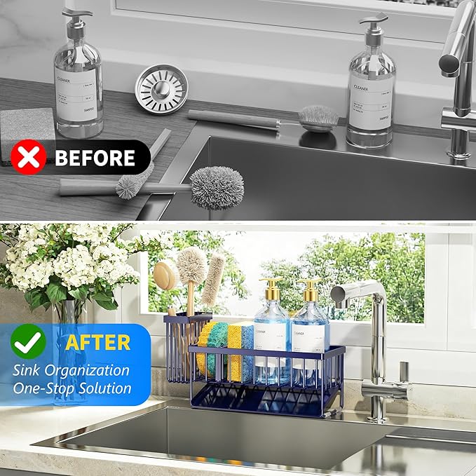 Cisily Navy Blue Sink Caddy Organzier