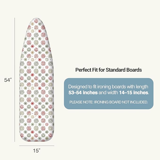 Ironing Board Cover and Pad 15"x54" Extra Thick Natural Cotton, Scorch and