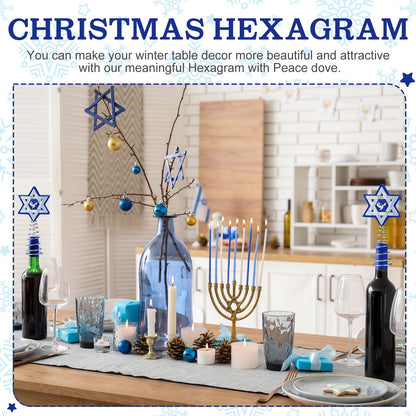 Namalu Christmas Hanukkah Tree Topper 4 Inch Mini Star of David Tree Topper Small Hanukkah Ornament Decor for Chanukah Jewish Home Xmas Wine Bottle Wedding Bridal Shower Holiday Party Decoration