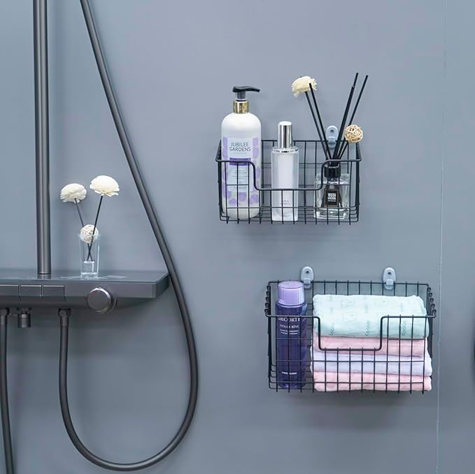 Wire Storage Basket 2 Packs, Wall Mounted Kitchen Bathroom, Hanging Cabinet