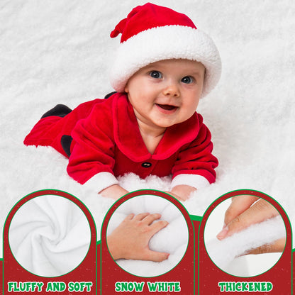 Snow Blanket, 3×8 FT Thick Xmas Fake Snow Blanket, Artificial Christmas Blanket for Christmas Village Display, Christmas Decorations, Fluffy Christmas Tree Base Cover, Winter Wonderland Decorations