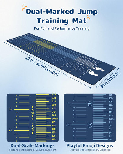 Newzela Standing Long Jump Mat, Broad Jump Measurement for School and Home Exercise, Non-Slip Gym Mat for Workout Training