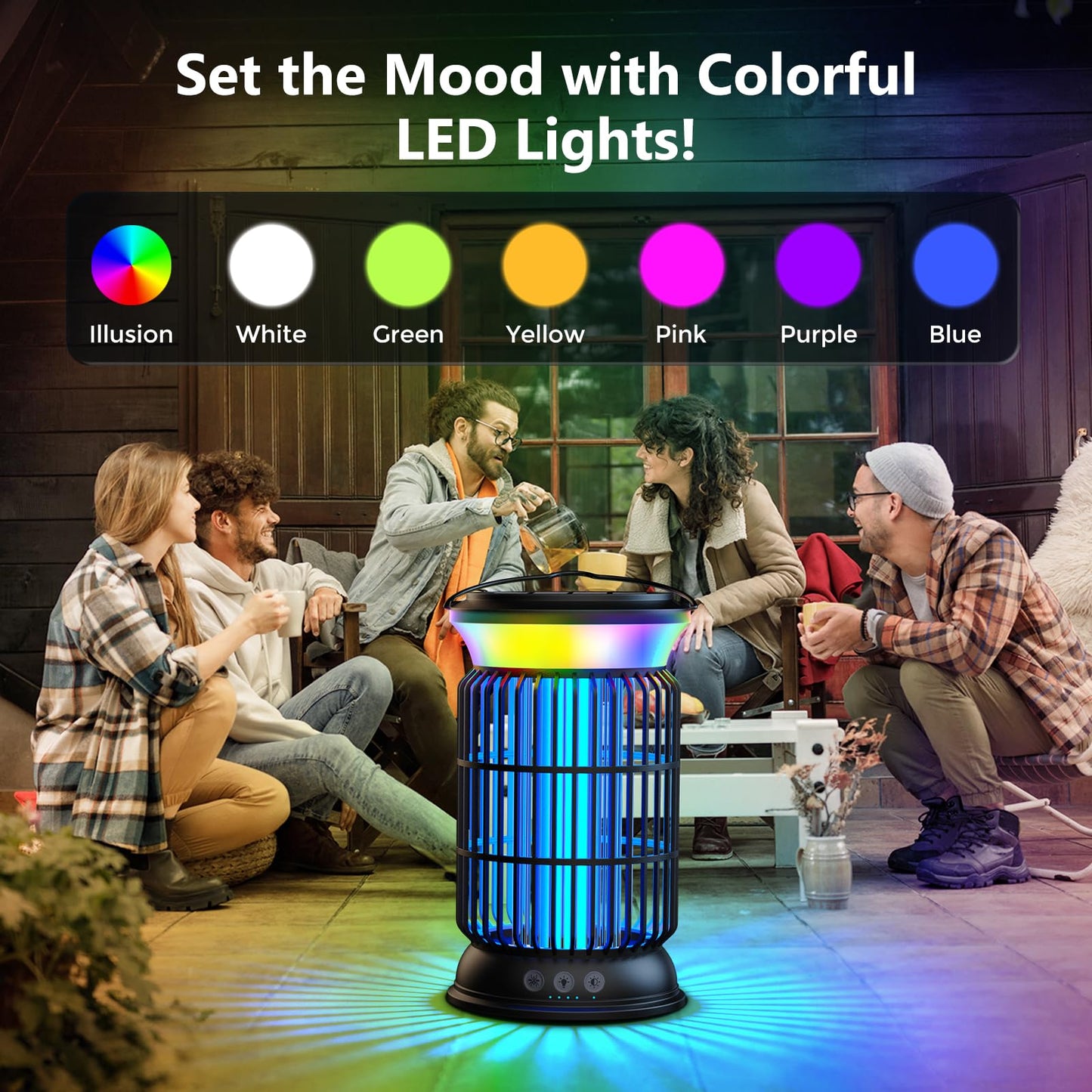 Solar Bug Zapper Outdoor, 4200V Effective Mosquito Zapper, 4-in-1 Cordless Rechargeable Fly Zapper with 6000mAh Battery, Waterproof & Portable Insect Zapper for Patio, Camping, Home Black