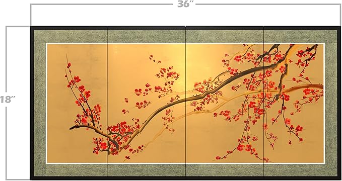 Oriental Furniture Plum Tree on Gold Leaf