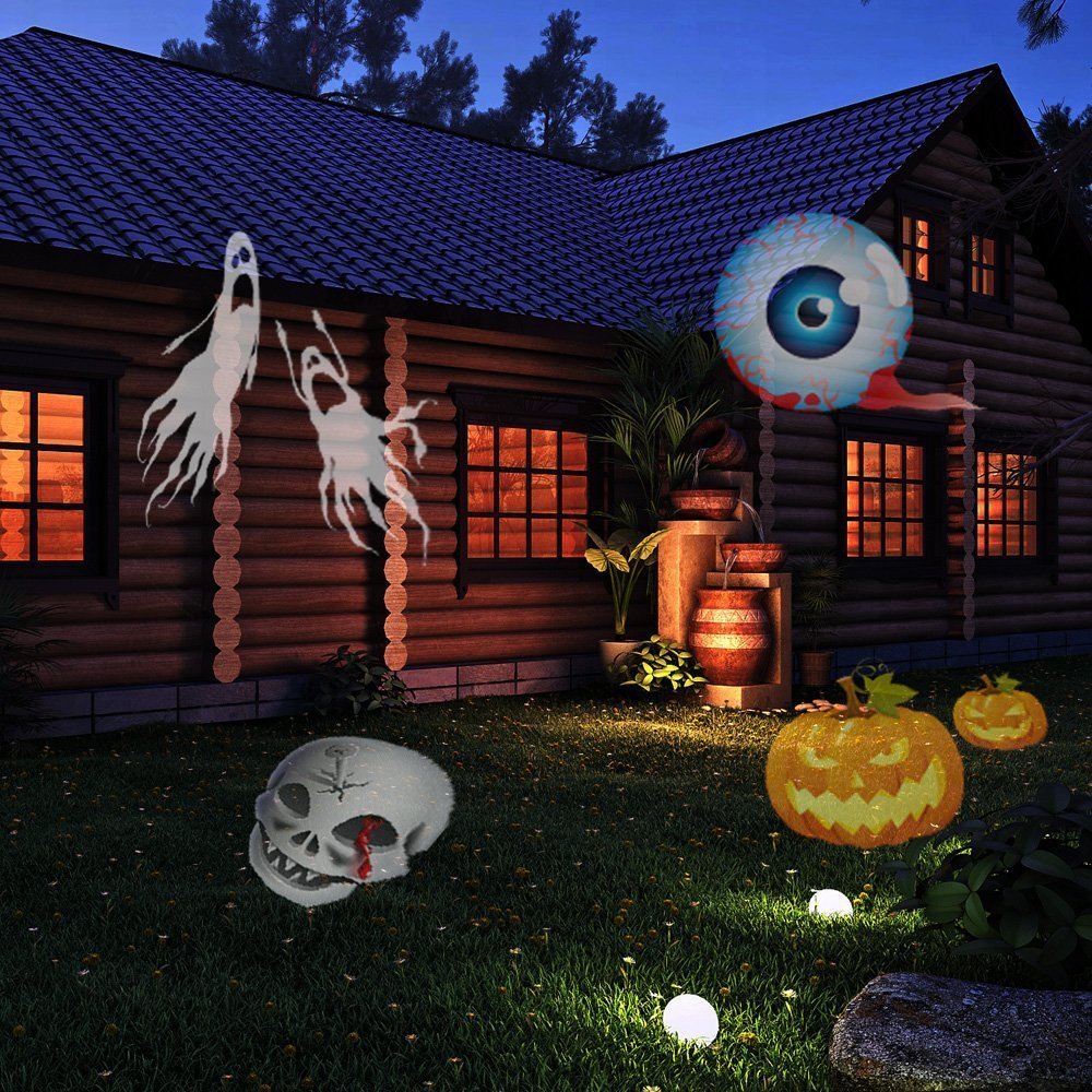 TEDD Halloween Projector Lights Waterproof Led Landscape Lamp Christmas Decorations 12 Replaceable Lens Moving Snowflake Spotlight Star Shower Indoor Outdoor for Xmas Party Garden House Home Wall