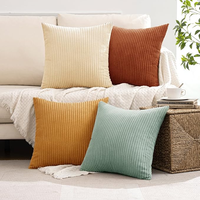 MIULEE Boho Farmhouse Throw Pillow Covers 18x18 Inch Set of 4 Summer Modern