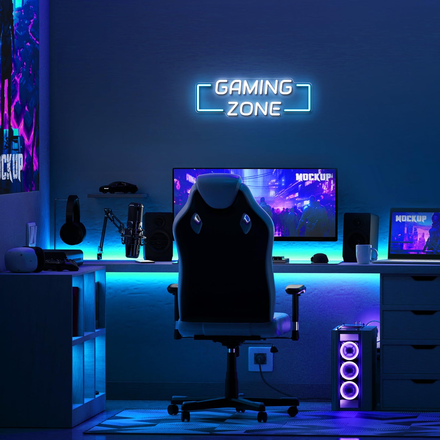 Kavaas Game Zone Neon Sign for Gameroom Wall Decor LED Light Signs - Gaming Zone Neon Sign for Teen Boy Bedroom- Best Gamer Gifts for Teenager, Kids
