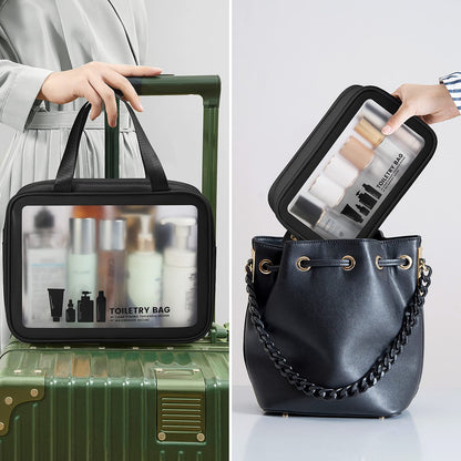 Toiletry Bag MAANGE 3 PCS Clear Travel Toiletries Bag Wash Bag Translucent PVC Waterproof Makeup Bag with Zipper Toiletry Bags for Women Men(Black)