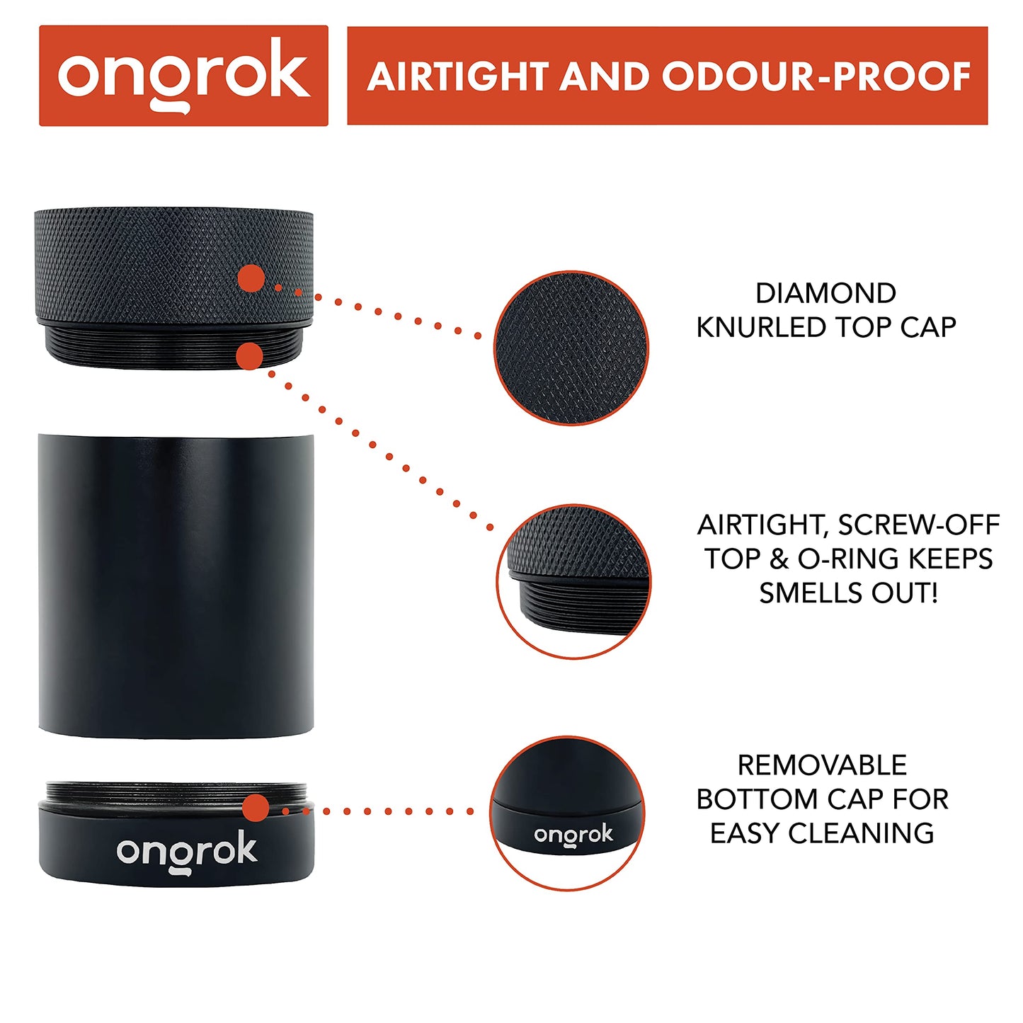 ONGROK Aluminum Storage Container, 180ml, Air Proof Jar to Preserve Smell and Aroma