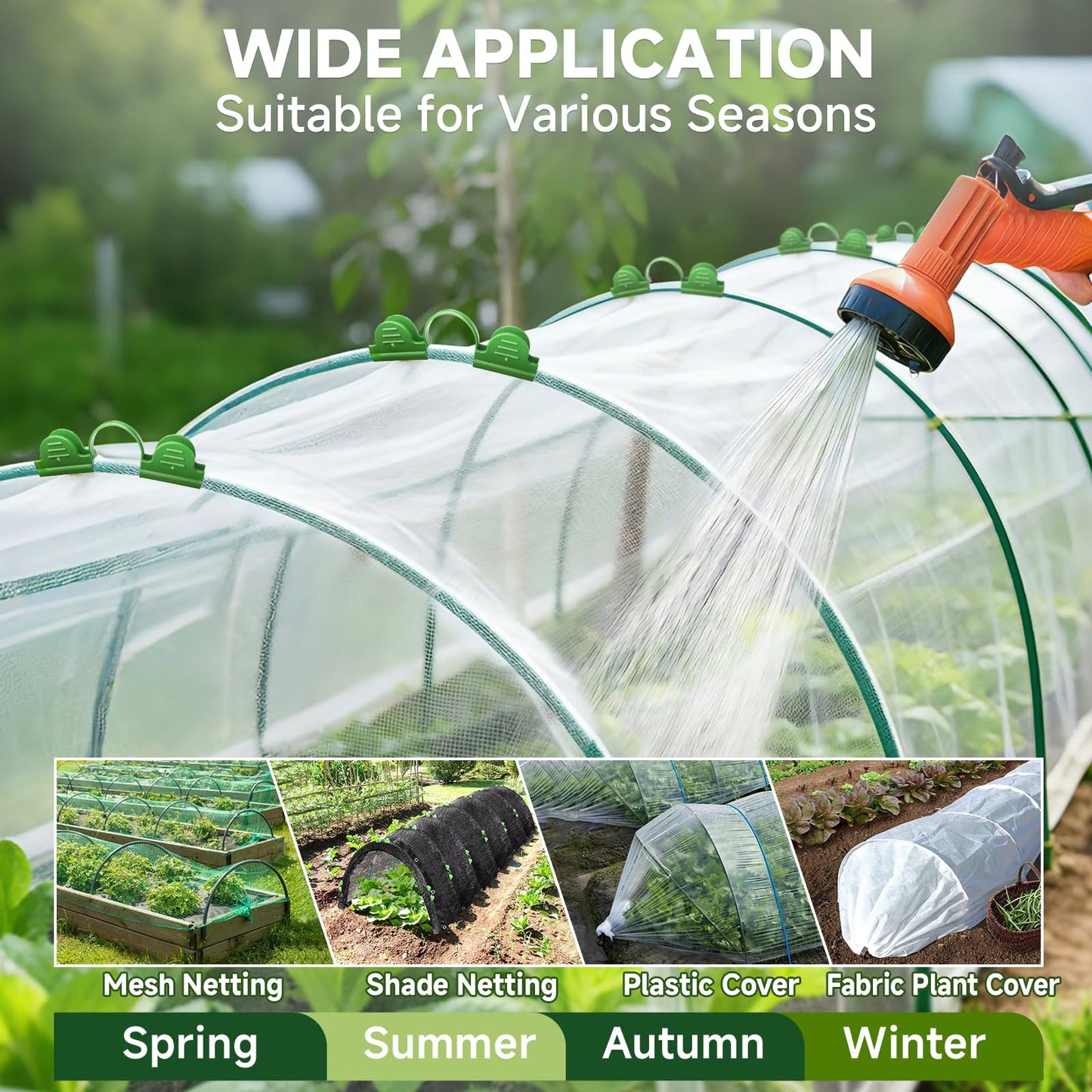 Nsitehalo 25pcs Garden Hoops for Raised Beds, Rust-Free Fiberglass Greenhouse Hoops Grow Tunnel with Clips, Support Hoop House Frame for Garden Netting & Fabric, Row Cover Plant Stakes for Vegetables