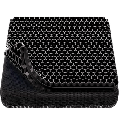 Gel Seat Cushion, Cooling Thick Big Breathable Honeycomb Design Absorbs Pressure Points Seat Cushion with Non-Slip Cover for Office Chair Home Cars Wheelchair