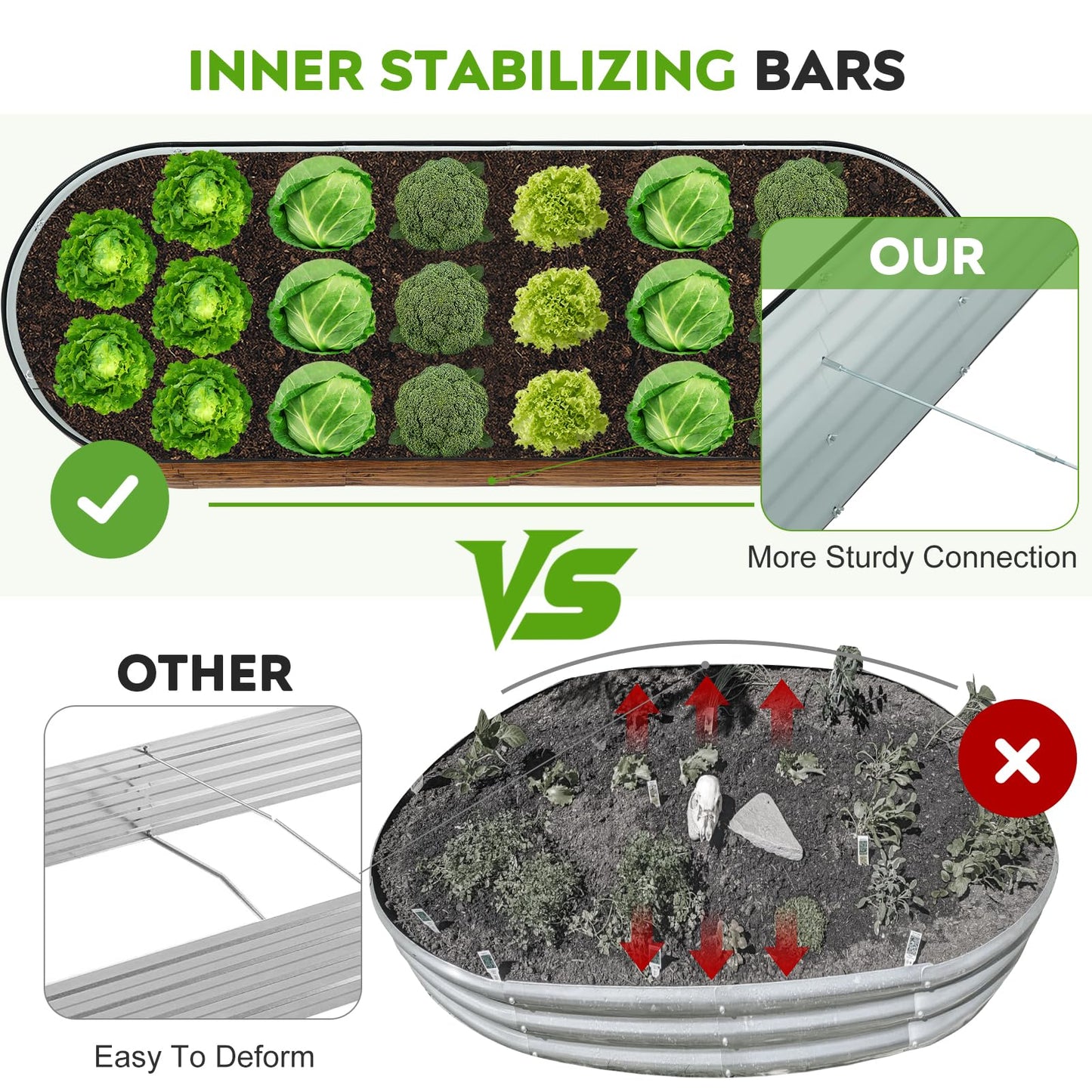 ZORMY Galvanized Raised Garden Bed Outdoor- 2PCS 6x2x1.4ft Oval Steel Raised Beds for Gardening, Metal Planter Box with Protective Strip and Gloves for Vegetables, Flowers, Fruits(Brown)