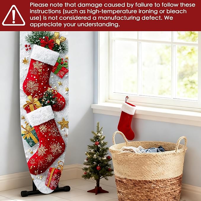 Nuxovilar Ironing Board Cover Winter Stockings Pattern Polyester 15x54 Inches