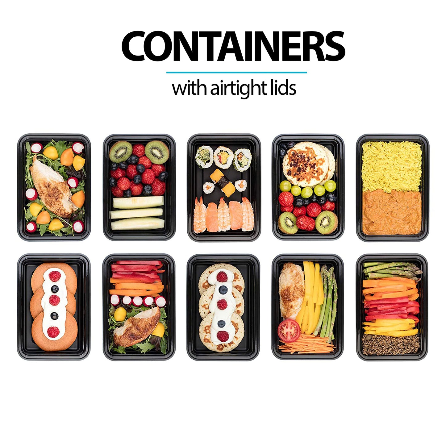 Igluu Meal Prep Containers Reusable 10 Pack 1-Compartment 828ml (28oz) BPA-Free Food Prep Containers with Airtight Lids – Durable Plastic, Stackable, Microwave, Freezer & Dishwasher Safe