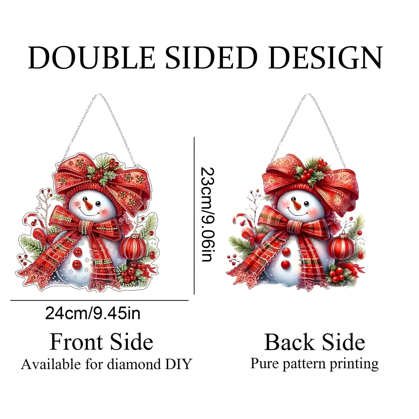 Diamond Art Hanging Kit for Adult,Special Shaped Rhinestone,DIY Acrylic Diamond Art Painting Window Pendants Home Garden Wall Hanging Kits Hanging Ornament,Double Sided. (Christmas Snowman)