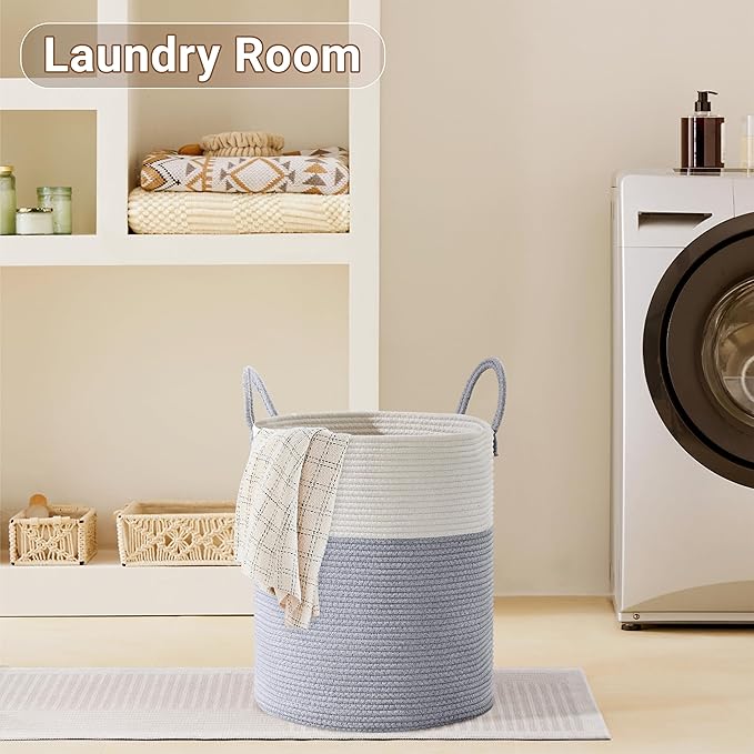 Tall Laundry Basket with Handles, 100L Portable Dirty Clothes Hamper, Boho