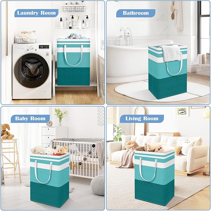 BlissTotes 3-Pack Laundry Basket, Freestanding＆Waterproof Laundry Hamper