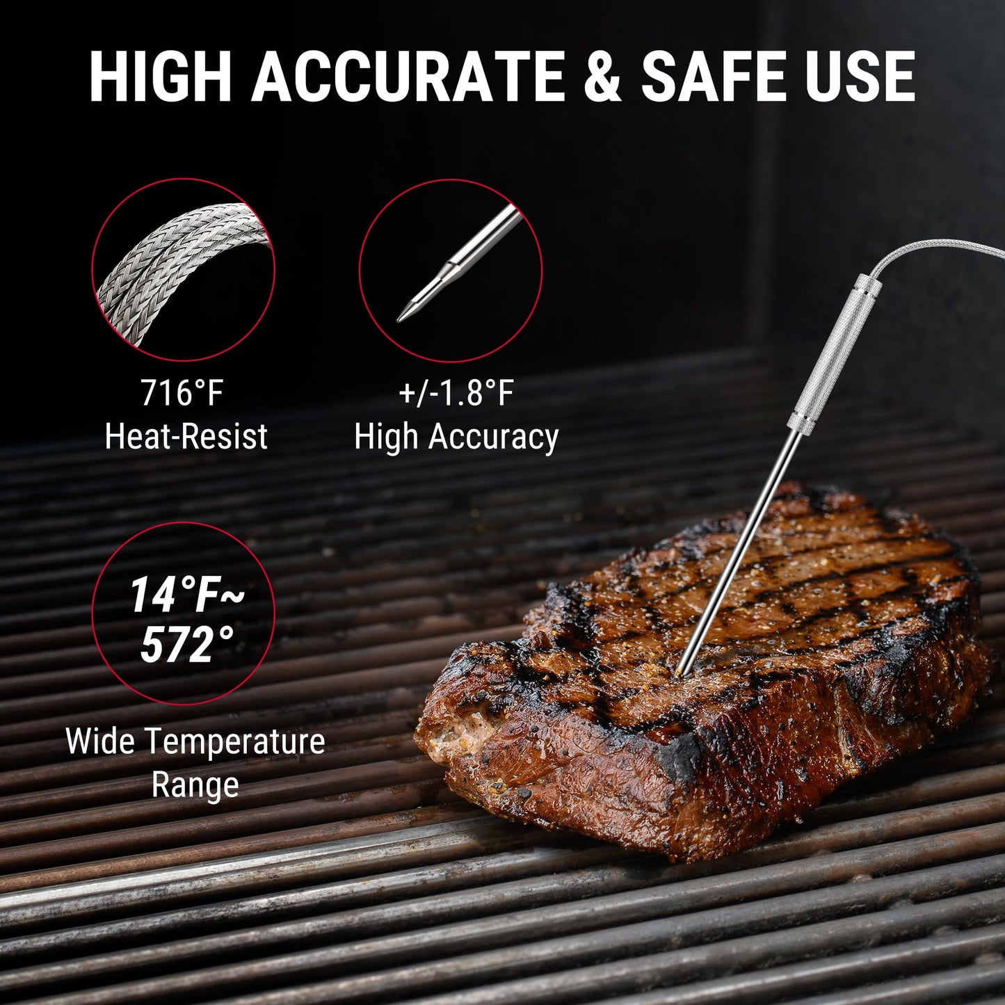 ThermoPro 650 ft Wireless Meat Thermometer Digital for Grilling and Smoking, 2 Probes Bluetooth Meat Thermometer for Cooking Turkey Fish Beef, Rechargeable Smoker Accessories for BBQ Oven