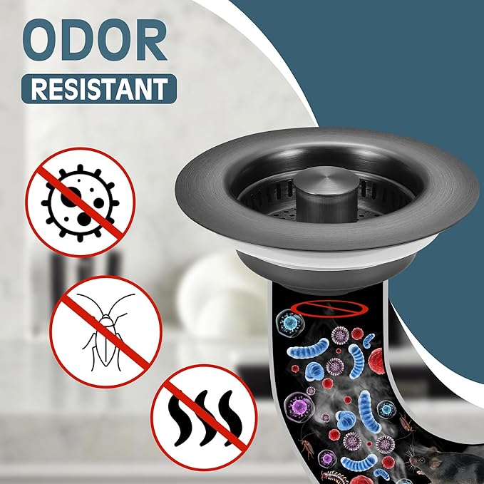Kitchen Sink Drain Strainer 2 Pack, 304 Stainless Steel Pop Up Sink Stopper