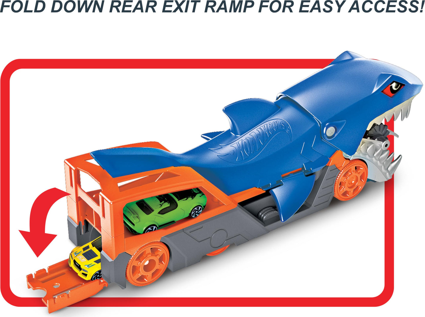 Hot Wheels Shark Chomp Transporter Playset & Diecast Car, GVG36