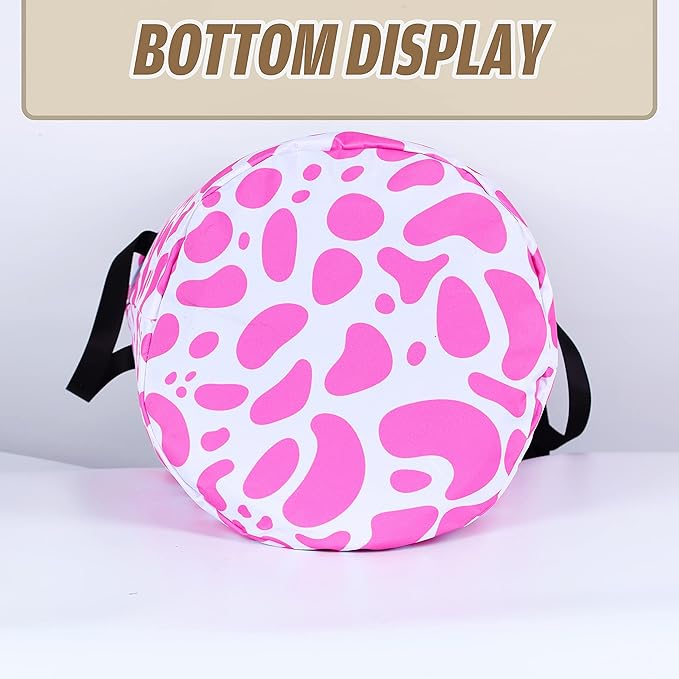 Pink Cow Print Laundry Basket Animal Foldable Oxford Cloth Funny Tote Bag