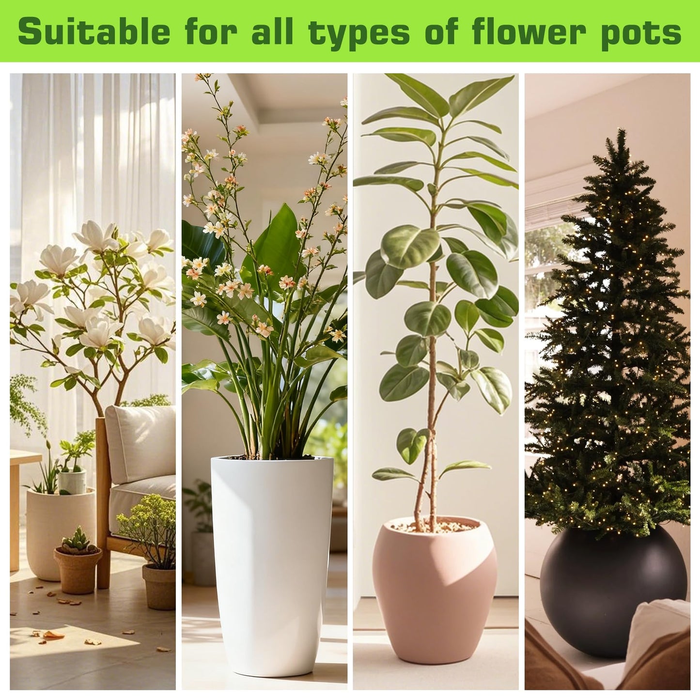 Topfurn Adjustable Height Plant Risers for Pots Indoor & Outdoor 2 PCS , 12-21" Height, 6/8/10" Base - Iron Rise Plant Fillers Risers for Tall, Square, Round, Tapered Planters