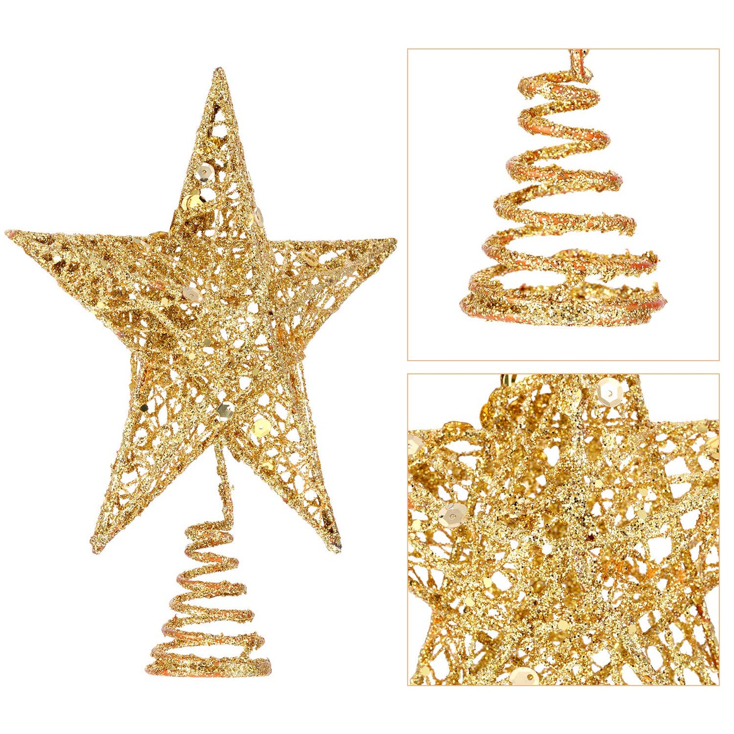Bememo Glittered Christmas Tree Topper, 8 Inches Glitter Star Tree Topper Exquisite Shimmery Star for Christmas Decoration (Glod)
