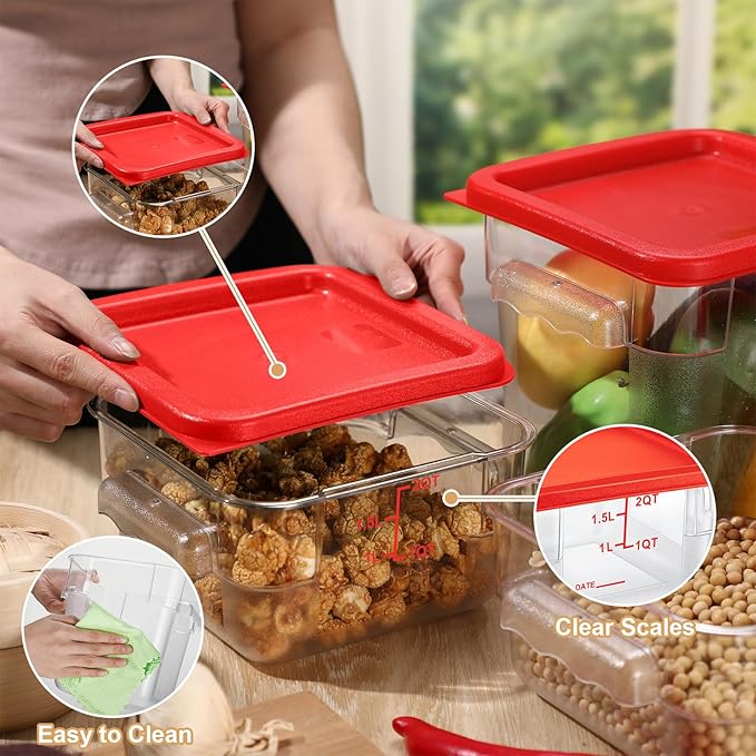 Barydat 4 Pcs Square Food Storage Containers