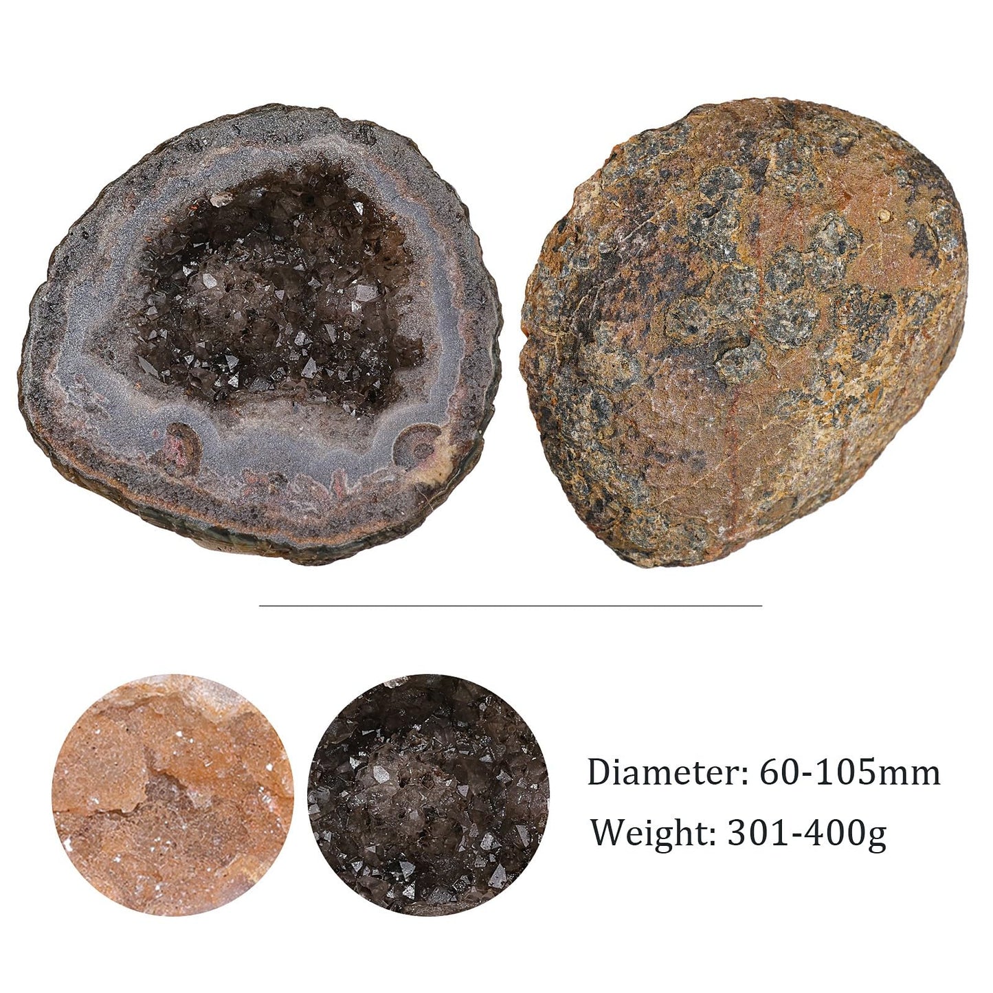 Sportmusies Irregular Natural Geode Agate Crystal Cluster Mineral Specimen Desk Shelf Home Decoration, Reiki Healing Yoga Oil Diffuser Stone, 2.36-4.13 inches