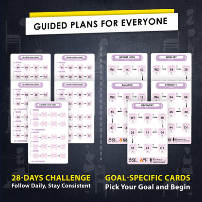 Flexies Chair Yoga Workout Cards – 58 Seated Exercise Cards for Beginners & Seniors | 28 Day Chair Workout Chart for Weight Loss, Strength, Flexibility & Balance