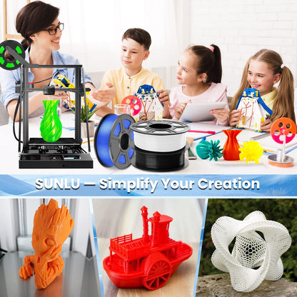 SUNLU PETG Filament 1.75mm 4KG Bundle, Strong PETG 3D Printer Filament, Fit for Most FDM 3D Printers, Individually Vacuum Packed, 4 Packs of 1KG Spools, Black